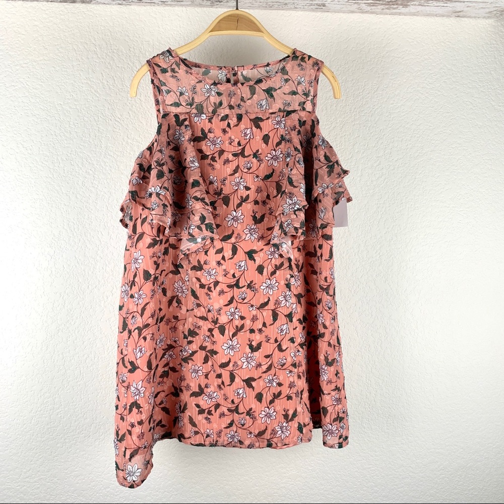 BCBGirl Sleeveless Ruffle Floral Pink Dress